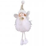 Hanging Handmade Angel with Fabric and Feathers (White)